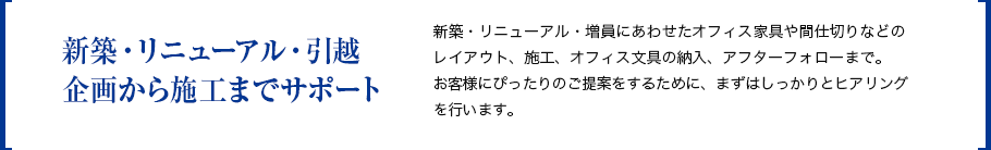 新築・リニューアル・引越　企画から施工までサポート